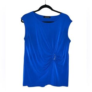 Ivanka Trump‎ Royal Blue Twist Front Sleeveless Blouse In Size Medium